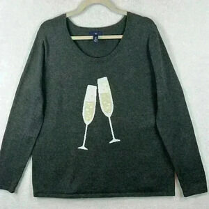 GAP Women’s Sweater Sz XL Gray Scoop Neck Cotton Cozy Party Holiday Evening